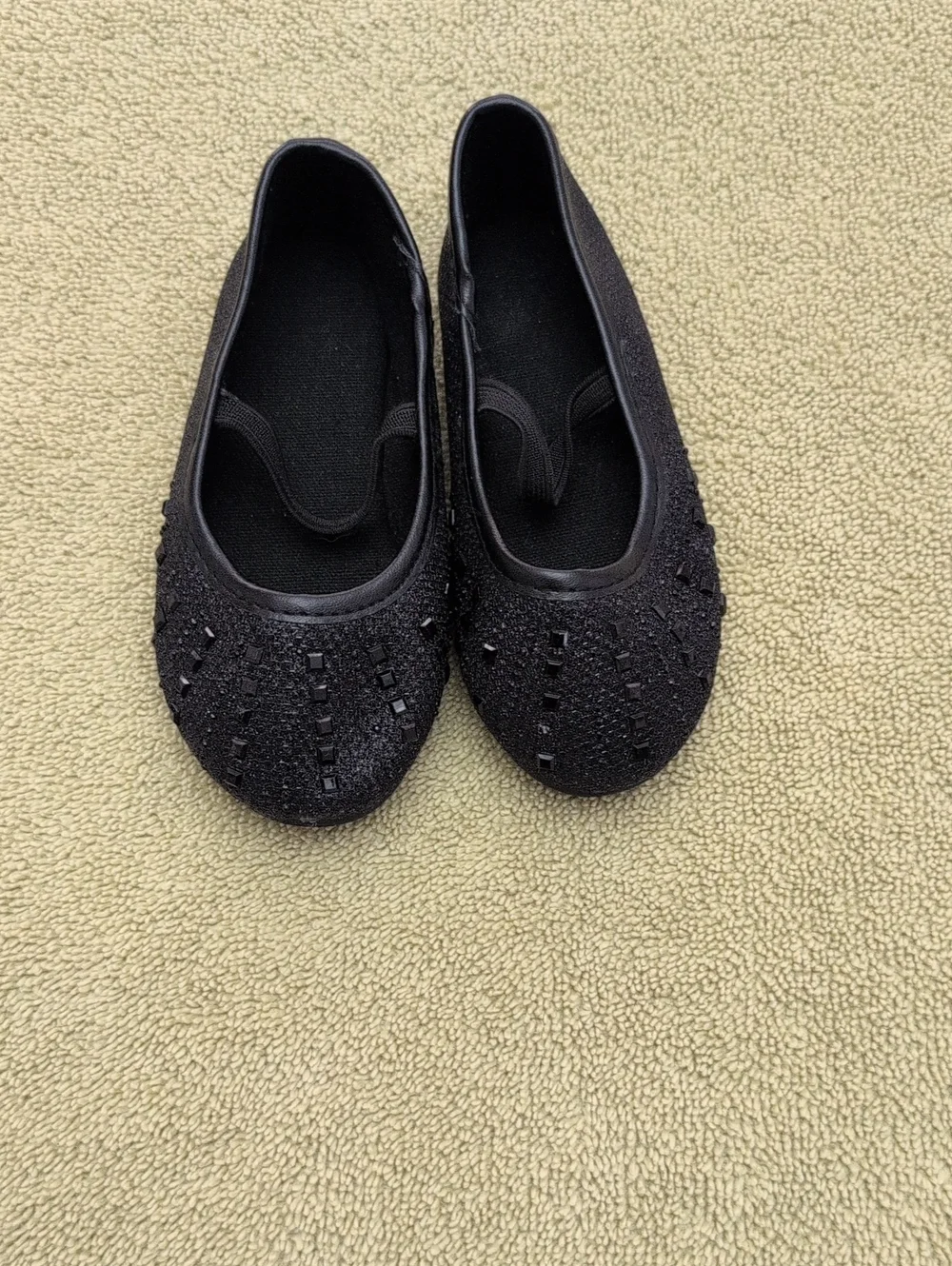 Kids Black Beaded Ballet Flats